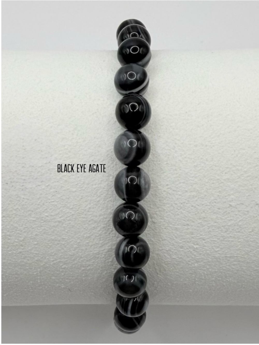 Harmony Emotional Healing Black Eyed Agate Semi-Precious Bead Bracelet